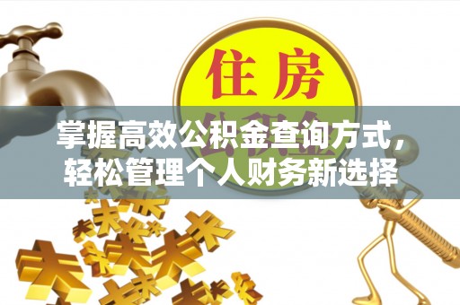 诏安掌握高效公积金查询方式，轻松管理个人财务新选择