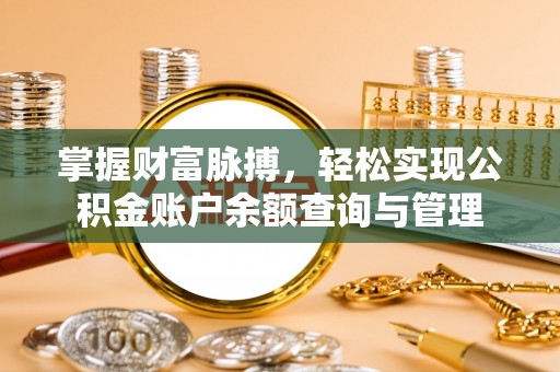 诏安掌握财富脉搏，轻松实现公积金账户余额查询与管理